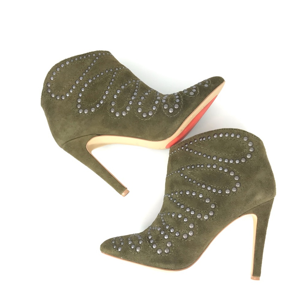 Joe’s Green Studded Suede Ankle Boots Size 5.5